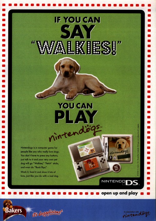 oldgamemags:An advert for ‘Nintendogs’ on the Nintendo DS.