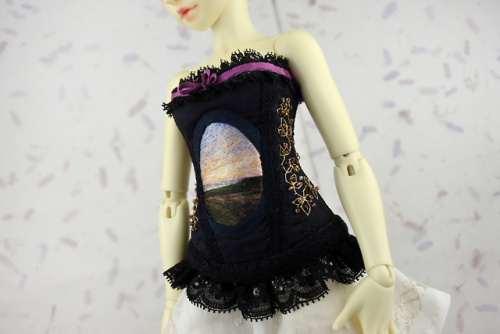 I just listed the remaining part of the new corset collection, with hand embroidered landscapes, on 