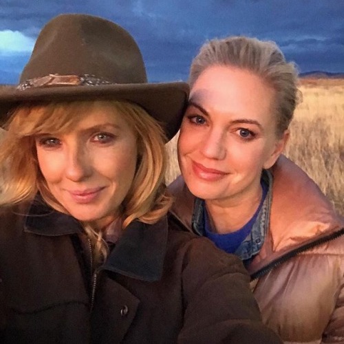 Kelly Reilly and co-star Barret Swatek on the set of Paramount’s Yellowstone.Photo via Barret 