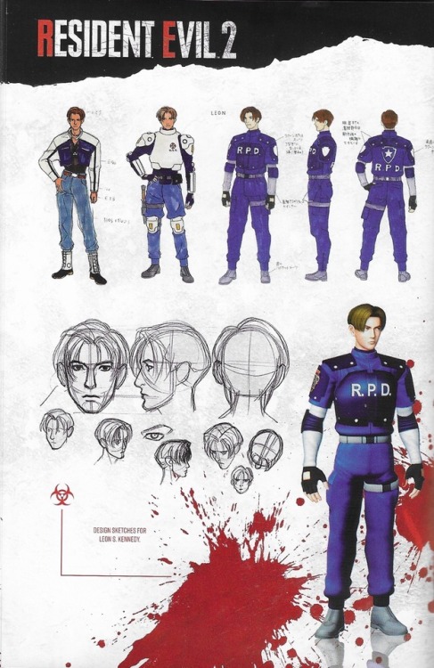 Leon S Kennedy resident evil 2 concept artwork scans (from pix'n love the history of resident evil 2