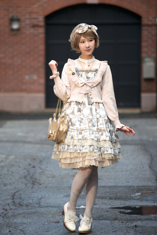 victorianme:  Dumbo, Brooklyn with my dear friend Xin Lolita Photography Roman Sweet Secret continues to be one of my all-time favorites ;w; I have this print in high waist JSK and OP; still searching for the other JSK cut! Dress, headbow and shoes: Baby