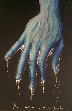 navessa666:  &ldquo;At Your Fingertips pt.1&rdquo; colored pencil on black paper.