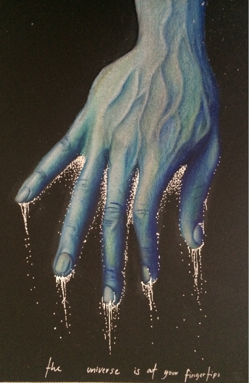 navessa666:  “At Your Fingertips pt.1” colored pencil on black paper.