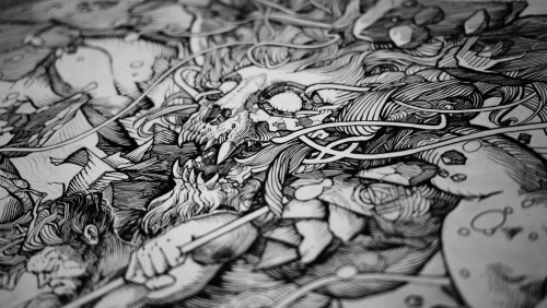 johnguydo:  Pen & Ink Illustration, The Lion Men of Moab © John Guydo Illustration. 