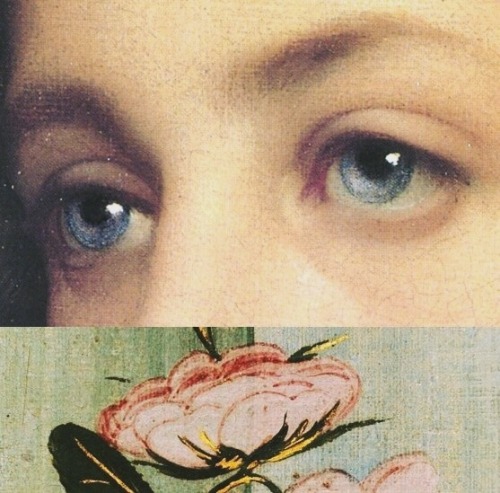 Detail of Biondina (1879), ○ By Frederic Leighton. &amp; Botticelli’s flower.