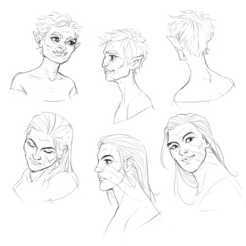 suddenly i&rsquo;m playing skyrim again. so here are some sketches of Orba and her weird family.