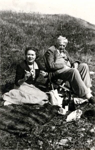 Ralph Vaughan Williams having a sad picnic with his wife.