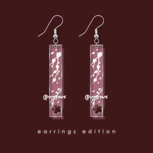 Cherry Blossom Earrings Edition PREORDERS IN STORE! Link in bio❤ Dark BG ver. to show off the detail