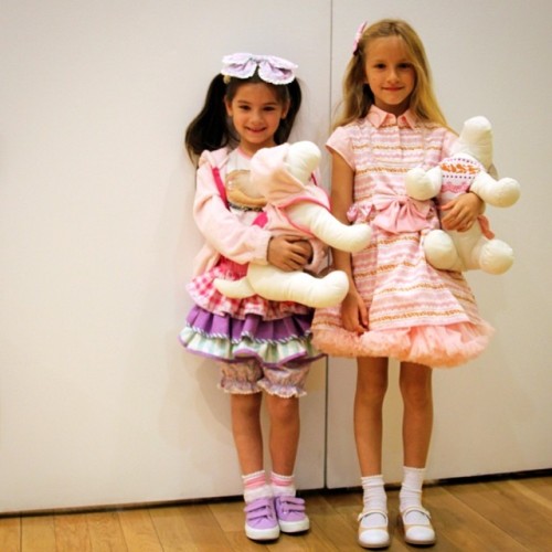 Two of my favorite little models, Kristen and Sasha, modeling @giantdonkey’s thesis collection