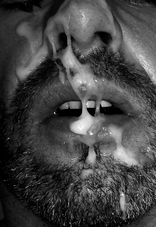 rockeyleatherman:  ripejocks:  Now lick yourself clean.  Open your mouth Dude, and Eat the Cum, you know it’s all Good!