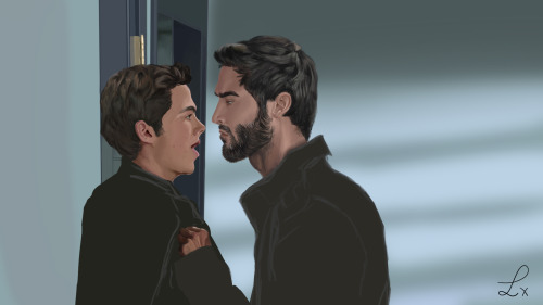 My current WIP! A re-imagine of *that scene* with later season derek and stiles (I might be drawing 