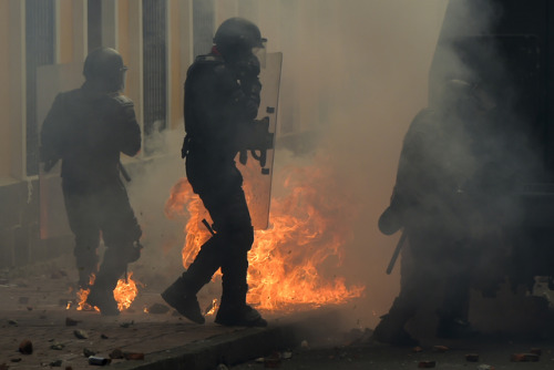 PHOTOS: Violent protests in Ecuador over fuel price hikeProtesters in Ecuador threw projectiles at r