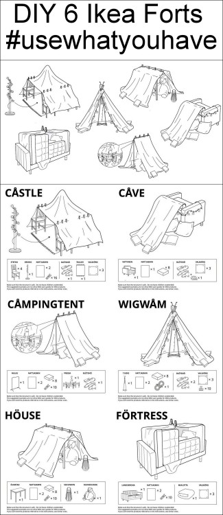 truebluemeandyou: DIY 6 IKEA Kids’ Forts #UseWhatYouHave  From IKEA Russia: Build a house with them