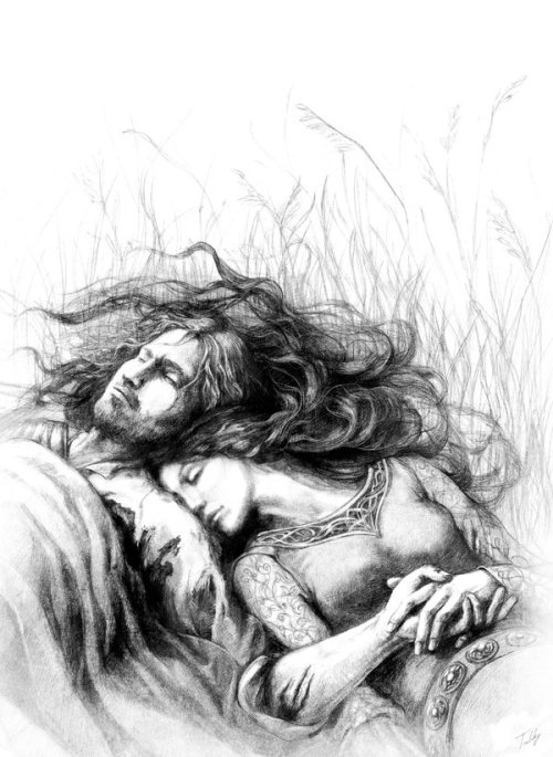 tolkienillustrations:Beren and Luthien by Tuuliky“Long was the way that fate them bore,O'