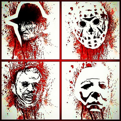 ashvonhorror:  🔪 #freddykrueger #jasonvoorhees #leatherface #michaelmyers #horror #gore #horroraddict #horroricons #slashers #slashericons #girlswholovehorror #girlswholovegore #anightmareonelmstreet #fridaythe13th #thetexaschainsawmassacre #halloween