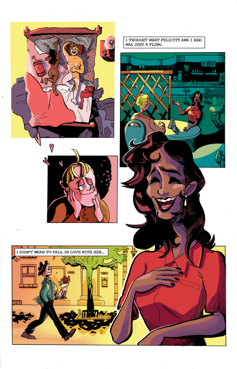 bandaidfingers:Five page comic (plus cover) that I made for my digicolor class. A little Noir Lesbia