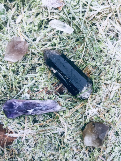 In the very end of November I’m cleaning my crystals burying them in the ground for several days. La