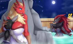 Mleonheart:  Commission For Shaze  Pika: Blaziken Just Want To Protect Her Little