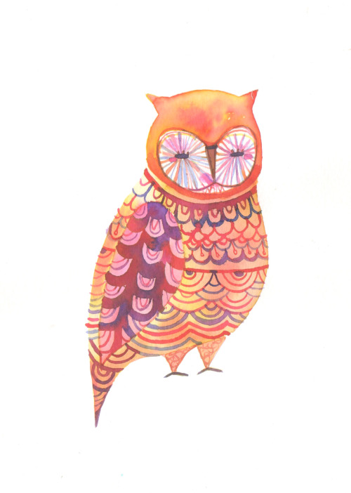 pinwheelbunny:  All of my owl paintings together~ I think I’ll make some into prints. 