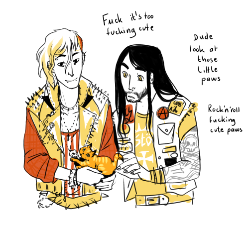 cy-lindric: Punk!jolras and Metalhead!taire rescue a kitty from the pit at Hellfest and R’s th
