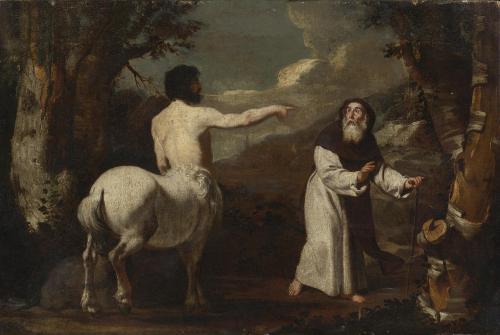 Francesco Guarino, Saint Anthony Abbot and the Centaur, 1642. Oil on canvas, 44.5 x 66 cm. Private c