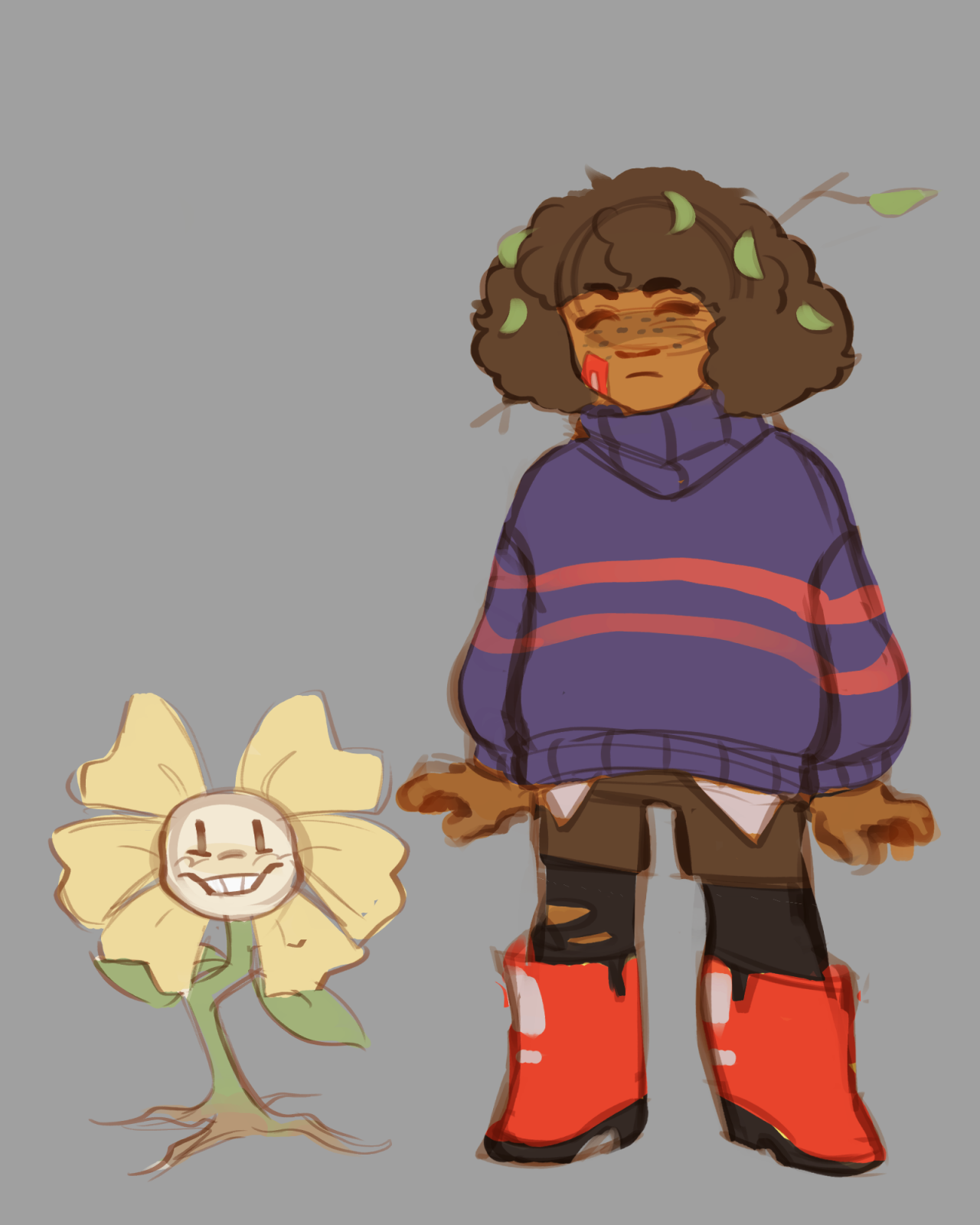 chara and flowey (undertale) drawn by vihua6