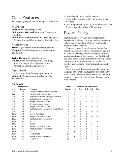 dnd-5e-homebrew: Unearthed Arcana Revised Ranger