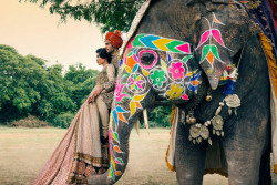 glamour:  Wedding style, a la India. A true feast for the eyes with the vibrant colors and texture, texture, texture. Photographed by Signe Vilstrup and styled by Priyanka Kapadia and Lorna McGee for Vogue India.  *Dressed