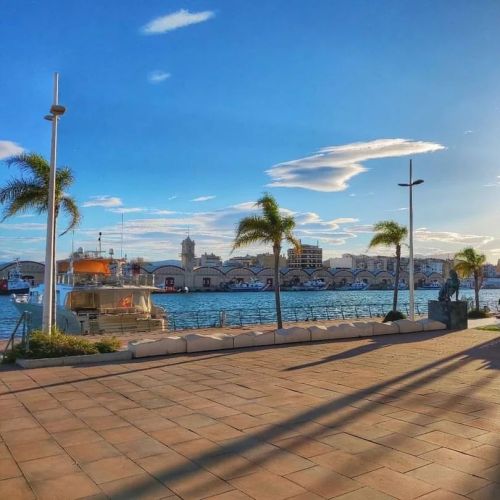 Pasear por el Moll dels Borja con unas preciosas vistas a los tinglados del puerto de Gandia mientra