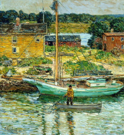 Oyster Sloop, Cos Cob, 1902, Childe Hassam