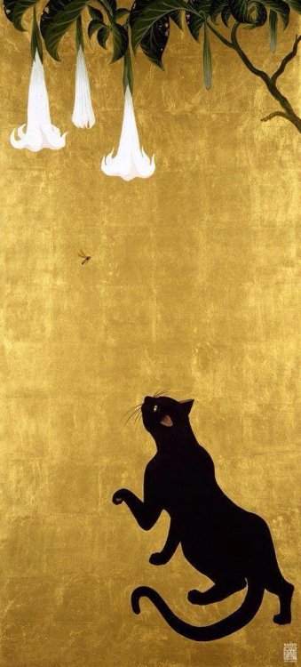 felixinclusis:arinewman7: Muramasa KudoCat and Wasp. 24K Gold Leaf & acrylic on canvas