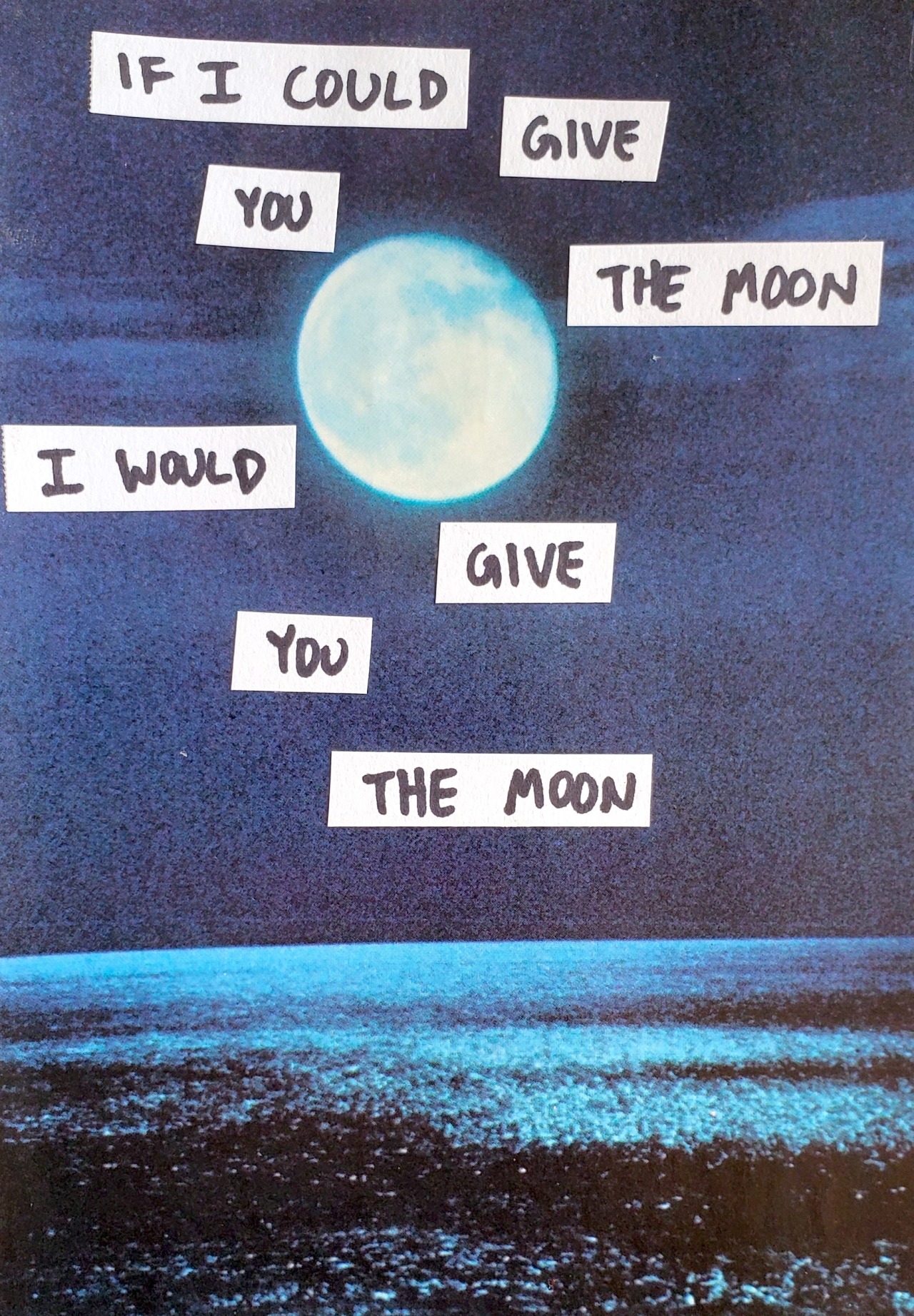moon song 'if i could give you the moon i would give you the moon' Phoebe Bridgers lyric embroidery hoop wall art