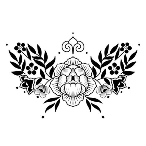 This would work as a sternum or chest piece! What do you reckon?? #floraltattoo #flowertattoo #ornam