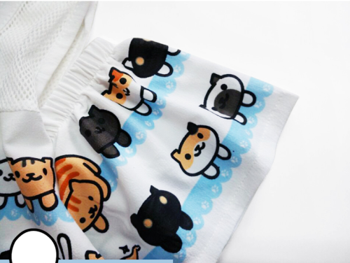 ladybug-hugs:  smolneko:  Neko Atsume Dew Shoulder Dress // use the code kisskisskawaii for 10%