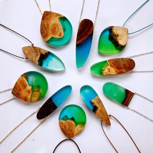 sosuperawesome:  Wood and resin -including glow in the dark- jewelry by BoldB on Etsy 