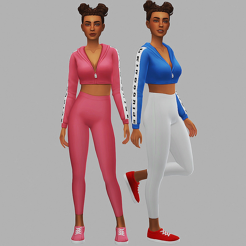 iliketodissectsims: “ I sarry, I can’t stop myself Grimcookie’s cropped hoodie, Saurussims Dope Leggings & Pleyita’s Basic Sneakers all in Edited Palm Springs :) • CAS add on swatches • except the basic sneakers cause the original has a lot of...