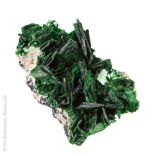 MetatorbeniteThese beautiful green blades (snapped from 2 directions, 7.7 x 4.3 x 2.8 cm) were mined
