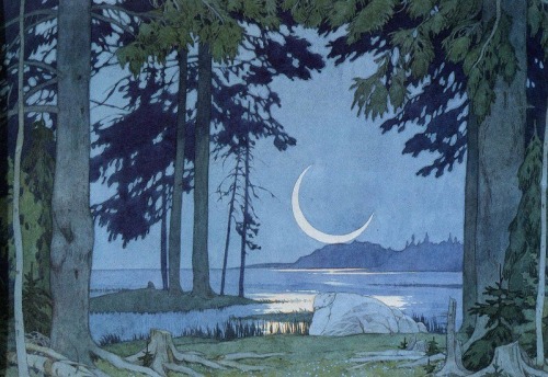 art-is-art-is-art:Night on the Shores of Lake Ilmen, Ivan Bilibin