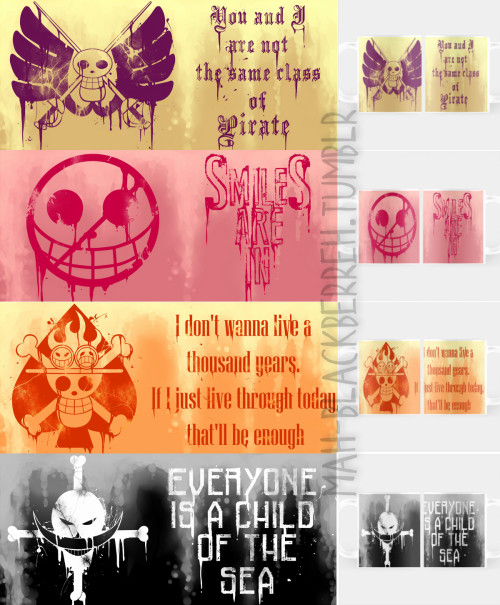 mah-blackberreh:  Hey guys! Redbubble finally made mugs a thing! I’ve added all of the captain’s jolly rogers and quotes available~ Go get them now! They are availaible at my store~