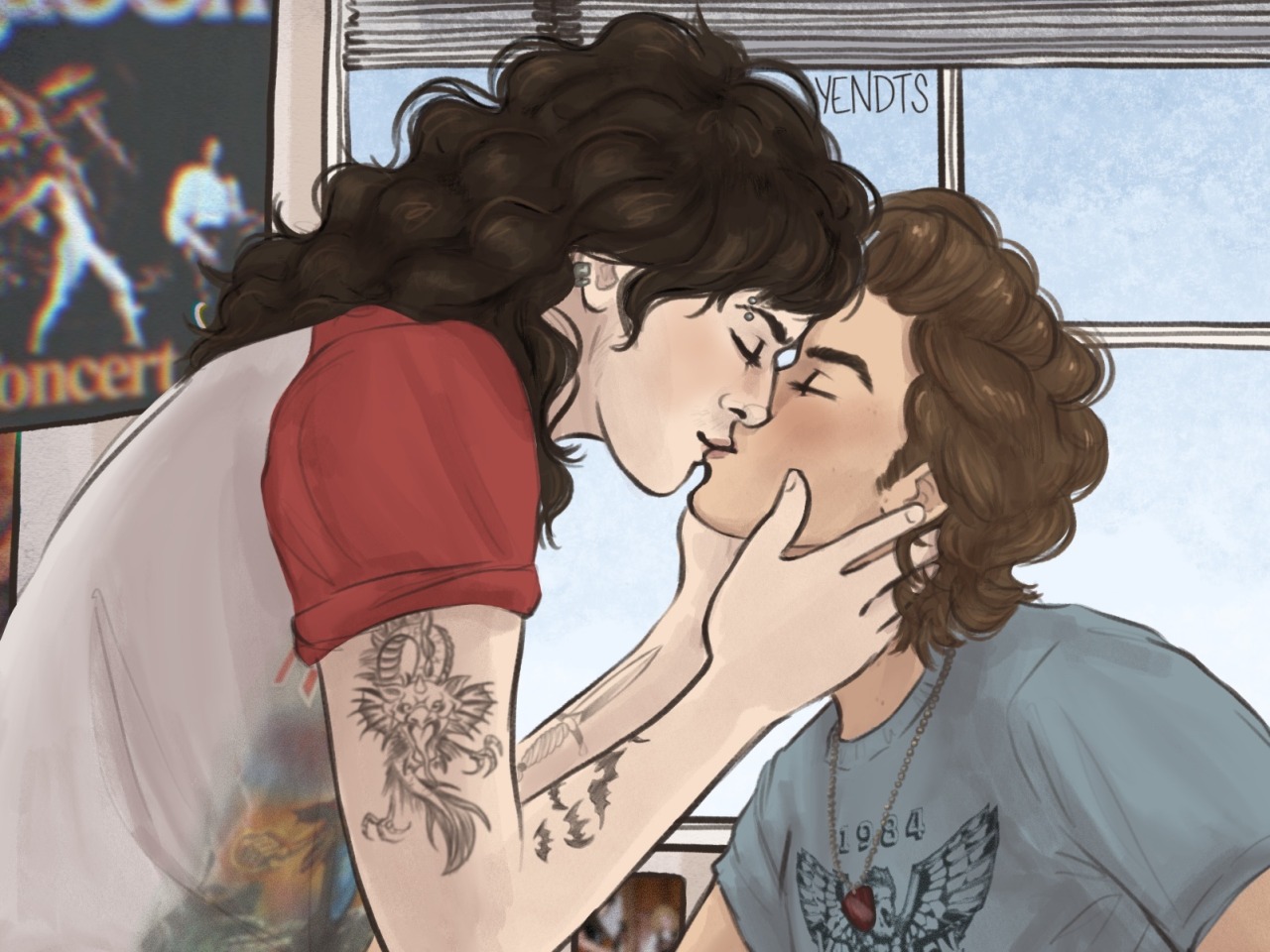 yendts:steve and eddie in their new apartment they bought in the city far away from