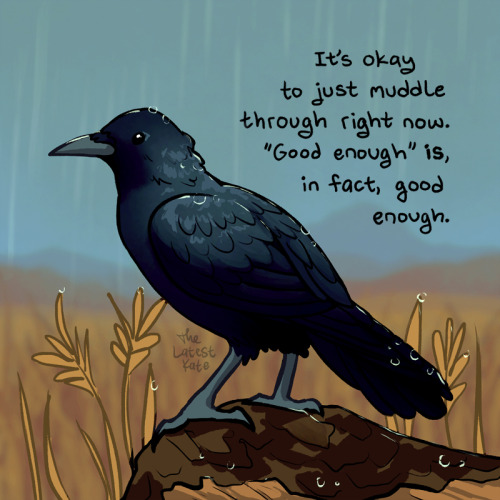 thatchronicfeeling:thelatestkate: Shop, Patreon, Books and Cards, Mailing List [Drawing of a raven w