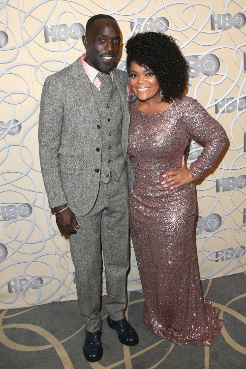 celebsofcolor:Michael Kenneth Williams and Yvette Nicole Brown attend HBO’s Official Golden Globe Aw