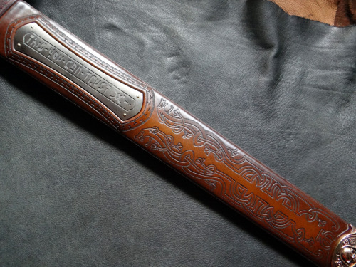 A recently completed scabbard commission for the Albion Conan series Father&rsquo;s sword.