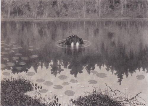 vancevictorious:Nøkken - Theodor KittelsenThe nøkk/näck (water spirit) occurs in scandinavian folklo