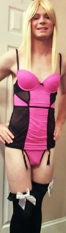 chloecrossdresser:  Young Crossdresser trying on some new online purchases! Such a sissy with her wi