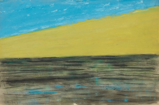 Milton Avery, Yellow Dune signed and dated 1958 oil on paper 23 by 34 3/4 in. 58.4 by 88.3 cm. framed: 30 1/2 by 42 1/4 in. 77.5...