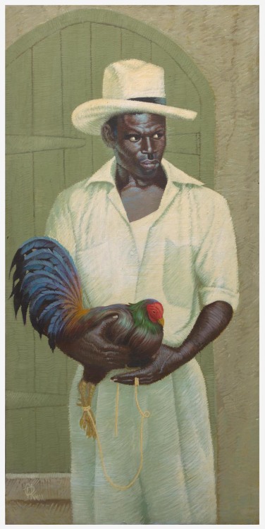 thunderstruck9:Columbus Knox (American, 1923-1999), The Cock Fighter. Acrylic on linen, 60 ¼ x 29 ½ in.