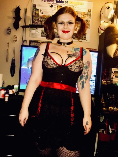 charibus: @thewhoreofcharibus My little fuckslut all dolled up in her gothic slutty maid outfit like