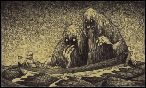 tnaewilcox:sixpenceee:Wonderfully creepy monsters by Don Kenn. These were drawn entirely on post-its