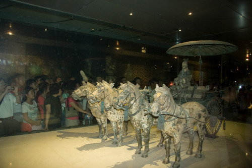 Bronze war chariot of the Ancient Chinese Terracotta Army, late third century BC. Courtesy &